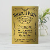 Invitation Tendance Typographie Métallique Or Fête de Bachelo (Debout devant)