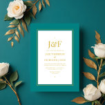Invitation Tendance Typographie Teal et Gold Wedding Invitati<br><div class="desc">Invitation de mariage moderne et simpliste dans des accents de teal et d'or personnalisable à votre événement spécifique.</div>