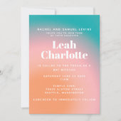 Invitation Tendance Vintage Gradient Turquoise Bat mitzvah ro (Devant)