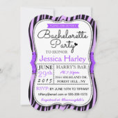 Invitation Tendance violet Zabra Print Bachelorette Party (Devant)