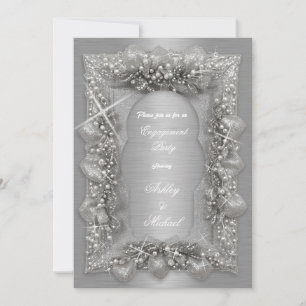 Invitation tendances de fêtes de fiançailles argentées étince