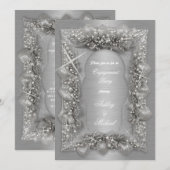 Invitation tendances de fiançailles argentées scintillent écl (Devant / Derrière)