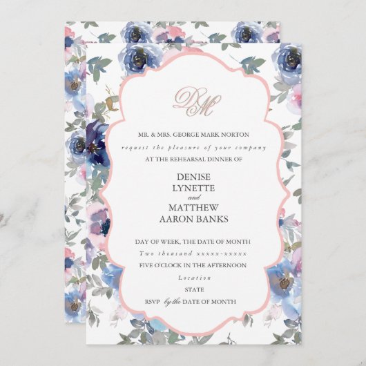 Invitation Tender Wedding Set Gossamer Rose (Devant / Derrière)