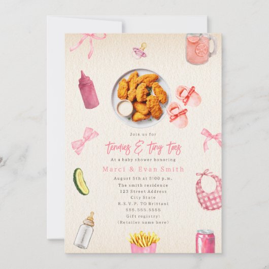 Invitation Tendies Petits Orteils Fille de Tendres de Poulet (Devant)
