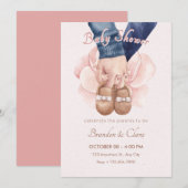 Invitation Tenir les mains avec chaussures bébé baby shower n (Devant / Derrière)