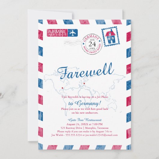 Invitation Tennessee à Allemagne Airmail Moving (Devant)