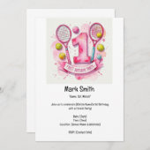 Invitation Tennis 1ère fête d'anniversaire (Devant / Derrière)
