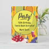 Invitation Tennis 50e anniversaire avec nom sur Racket Thème (Debout devant)