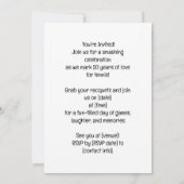 Invitation Tennis 50e anniversaire pour les Amoureux de les c (Dos)