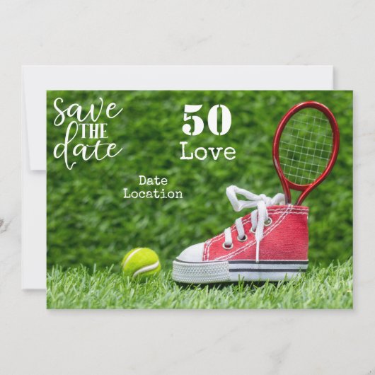 Invitation Tennis 50th Birthday Enregistrer la date invitatio (Devant)