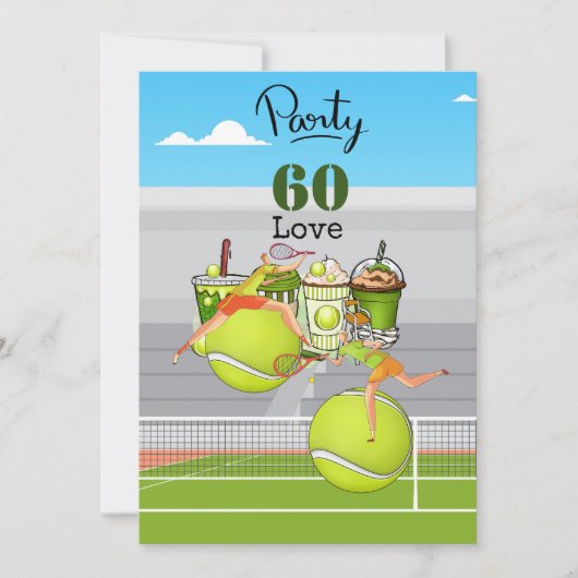 Invitation Tennis 60e Anniversaire balle de tennis numéro amo (Devant)