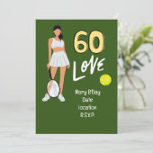 Invitation Tennis 60e anniversaire pour femme joueur (Debout devant)