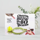 Invitation Tennis 80e anniversaire Save the Date party (Debout devant)