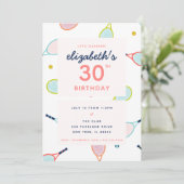 Invitation Tennis Anniversaire Coral Bleu Vert Coutume (Debout devant)