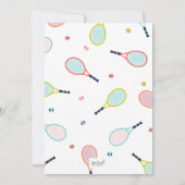Invitation Tennis Anniversaire Coral Bleu Vert Coutume (Dos)