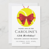 Invitation Tennis Ball Cadeau Red Bow fête anniversaire (Devant)