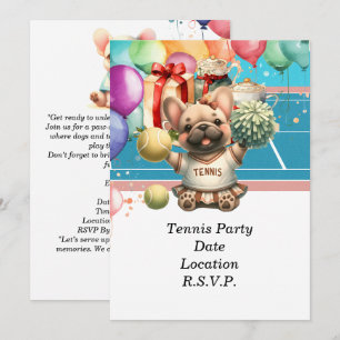 Invitation Tennis Chien fête d'anniversaire