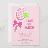 Invitation Tennis Coquette Bow Girl Anniversaire (Devant)