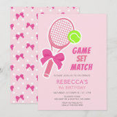 Invitation Tennis Coquette Bow Girl Anniversaire (Devant / Derrière)