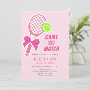 Invitation Tennis Coquette Bow Girl Anniversaire