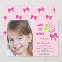 Tennis Coquette Pink Bow Photo Girl Anniversaire