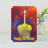 Invitation Tennis Cupcake fête d'anniversaire (Debout devant)