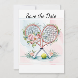 Invitation Tennis Enregistrer la date pour Joueur mariage aqu