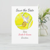 Invitation Tennis Enregistrer la date Tennis Player mariage (Debout devant)