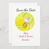 Invitation Tennis Enregistrer la date Tennis Player mariage (Devant / Derrière)