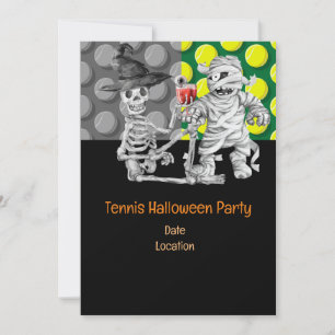 Invitation Tennis Halloween Party avec balle de tennis et fan