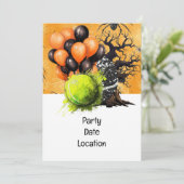 Invitation Tennis Halloween Plaques de papier de partie Invit (Debout devant)