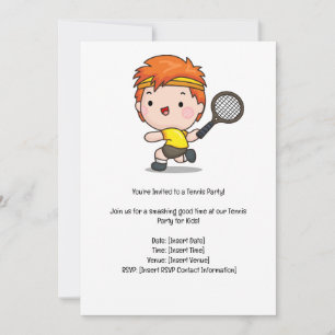 Invitation Tennis Kid Birthday Party