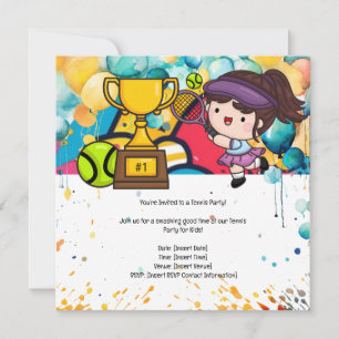 Invitation Tennis Kid Birthday Party