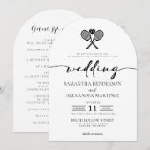 Invitation Tennis Love avec détails Mariage (Devant / Derrière)