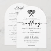 Invitation Tennis Love avec détails Mariage (Devant / Derrière)