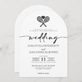 Invitation Tennis Love avec QR Code Mariage (Devant / Derrière)