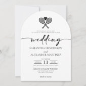 Invitation Tennis Love avec QR Code Mariage (Devant)
