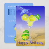 Invitation Tennis Margarita fête d'anniversaire (Devant / Derrière)