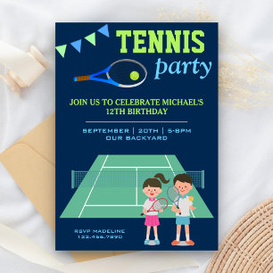 Invitation Tennis Party Enfants Sports Anniversaire Invitatio
