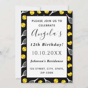 Invitation Tennis Racquet Ball Motif Anniversaire de enfant