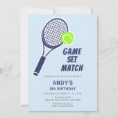 Invitation Tennis Racquet Blue Boys Anniversaire (Devant)