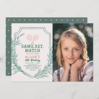 Tennis Racquet Retro Rose & Green Girl Anniversair