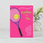 Invitation Tennis Sports Anniversaire de enfant Party Pink Gi (Debout devant)