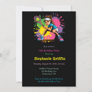 Invitation Tennis Star Fille fête d'anniversaire