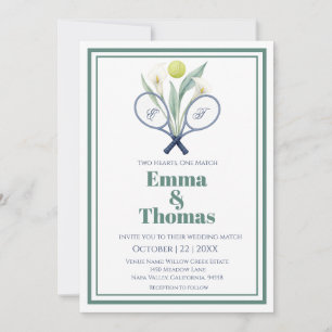 Invitation Tennis Thématique Tenniscore Mariage Calla Lilies
