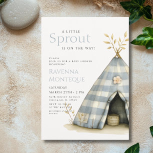 Invitation Tente à carreaux rustique Baby Shower Une petite p