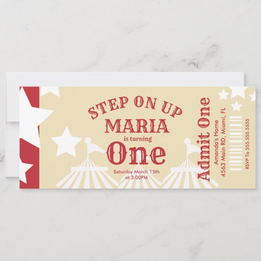 Invitation Tente Cirque moderne Anniversaire Ticket Party (Devant)