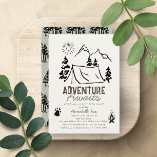 Invitation Tente de camping pour bébé: l'aventure vous attend