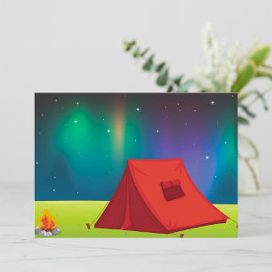 Invitation Tente de camping vibrante sous les aurores boréale