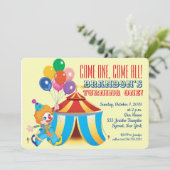 Invitation Tente de cirque et clown premier anniversaire (Debout devant)